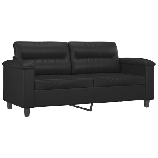 2-seater Sofa Black Faux leather, metal, foam Medium Durable