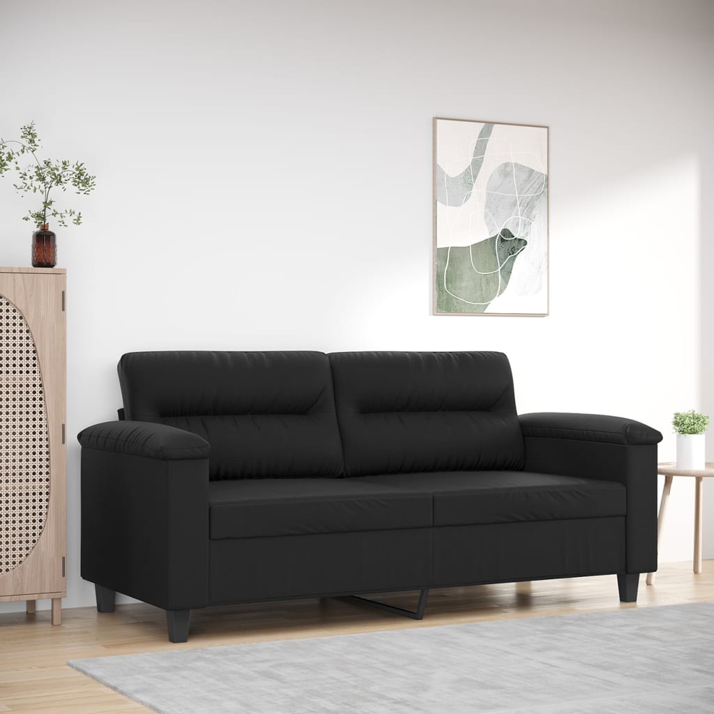 2-seater Sofa Black Faux leather, metal, foam Medium Durable