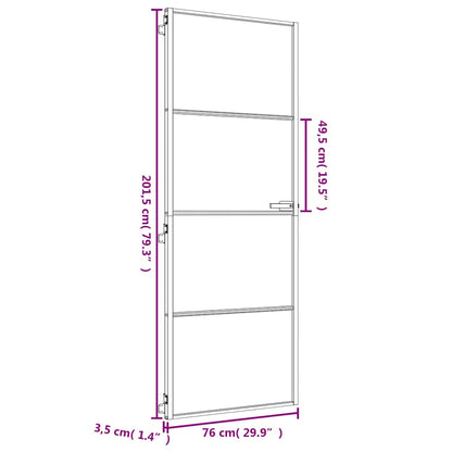 Interior Door Slim Golden 76x201.5 cm Tempered Glass and Aluminium