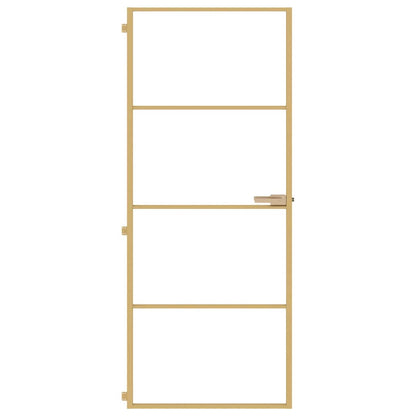Interior Door Slim Golden 83x201.5 cm Tempered Glass and Aluminium