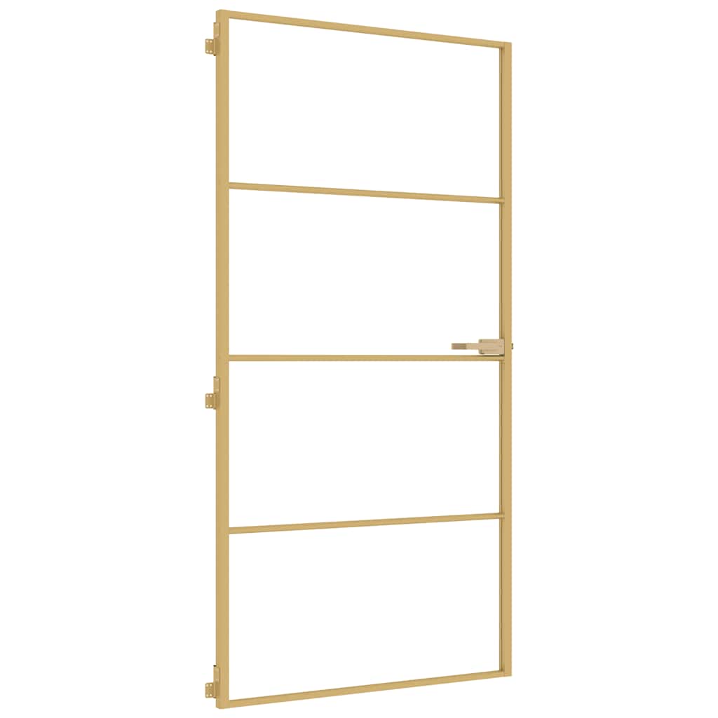 Interior Door Slim Golden 102.5x201.5 cm Tempered Glass and Aluminium