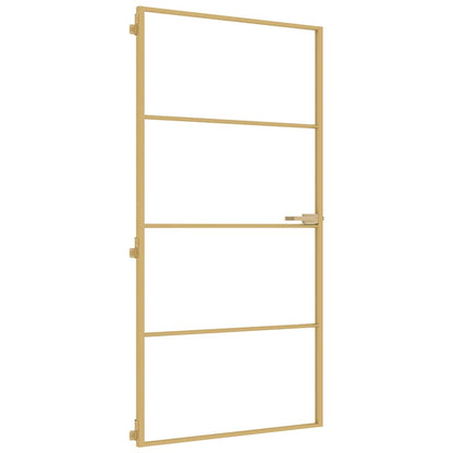 Interior Door Slim Golden 102.5x201.5 cm Tempered Glass and Aluminium