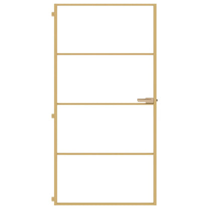 Interior Door Slim Golden 102.5x201.5 cm Tempered Glass and Aluminium