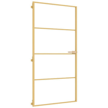 Interior Door Slim Golden 102.5x201.5 cm Tempered Glass and Aluminium