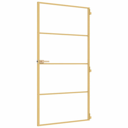 Interior Door Slim Golden 102.5x201.5 cm Tempered Glass and Aluminium