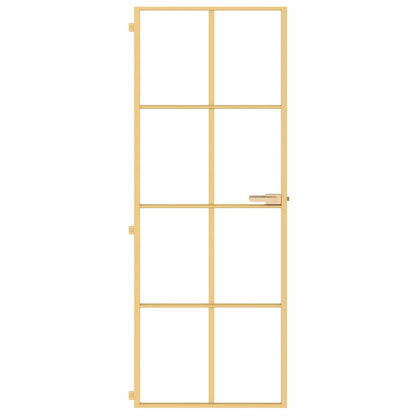 Interior Door Slim Golden 76x201.5 cm Tempered Glass and Aluminium