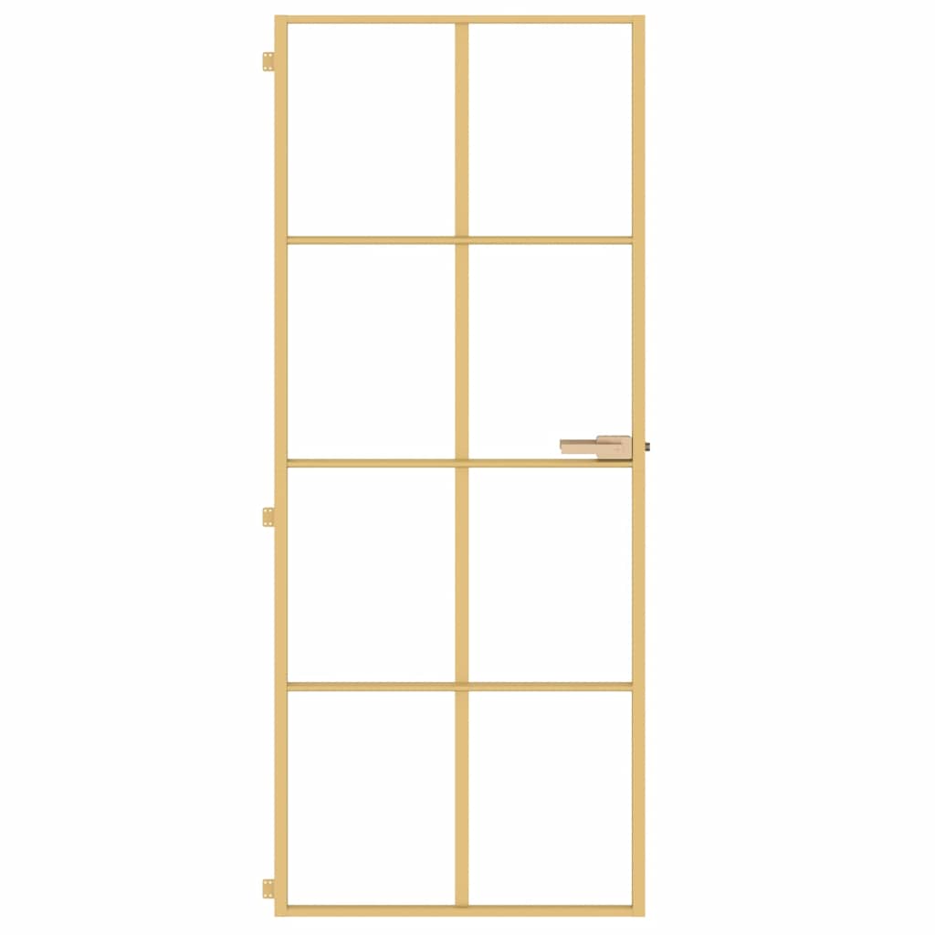 Interior Door Slim Golden 83x201.5 cm Tempered Glass and Aluminium