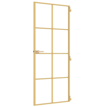 Interior Door Slim Golden 83x201.5 cm Tempered Glass and Aluminium