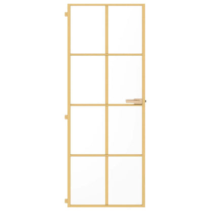 Interior Door Slim Golden 76x201.5 cm Tempered Glass and Aluminium