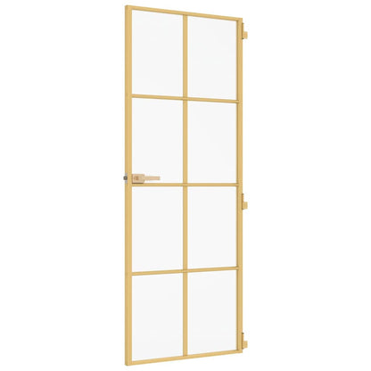Interior Door Slim Golden 83x201.5 cm Tempered Glass and Aluminium