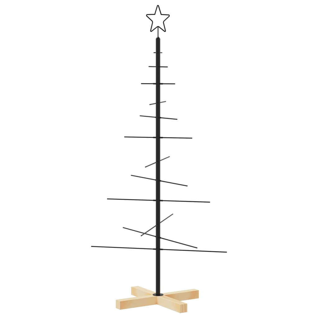Metal Christmas Tree | Black | Powder-coated steel, solid pine wood