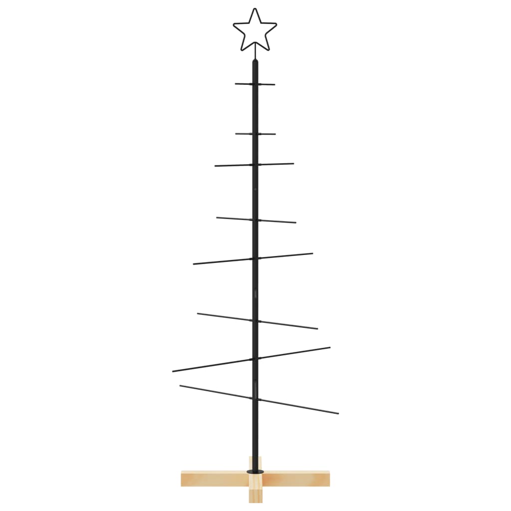 Metal Christmas Tree | Black | Powder-coated steel, solid pine wood