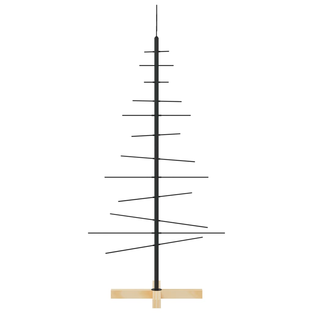 Metal Christmas Tree | Black | Powder-coated steel, solid pine wood