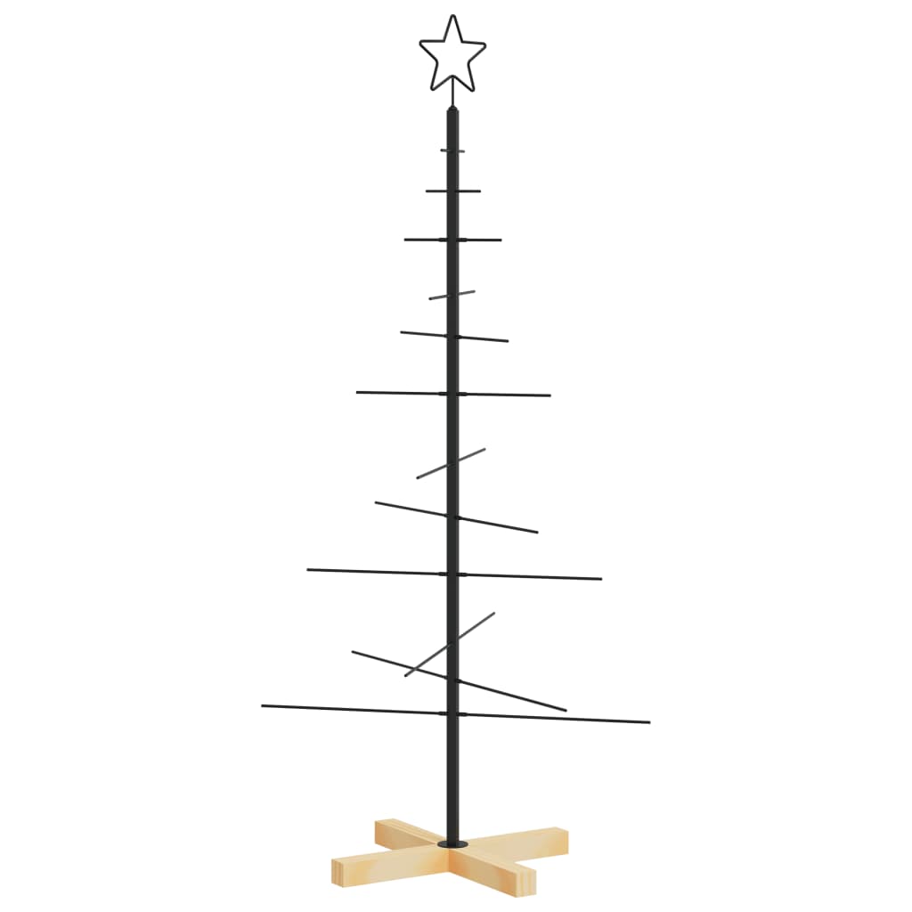 Metal Christmas Tree | Black | Powder-coated steel, solid pine wood