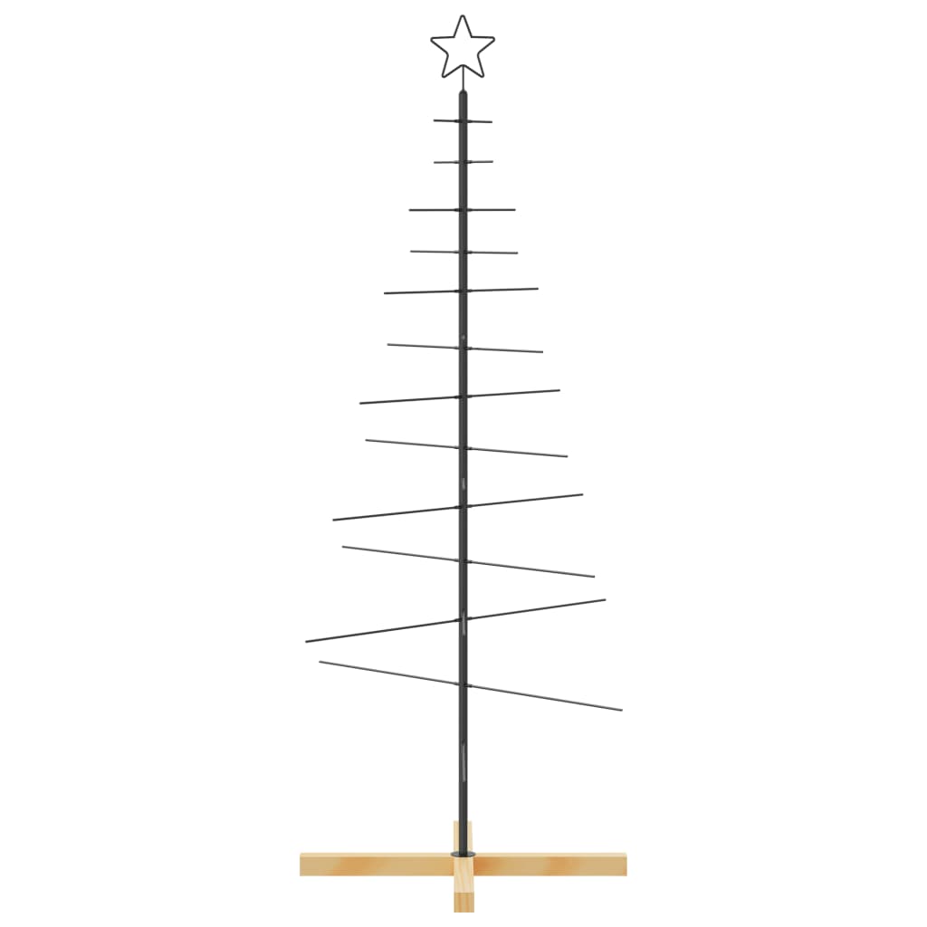 Metal Christmas Tree | Black | Powder-coated steel, solid pine wood