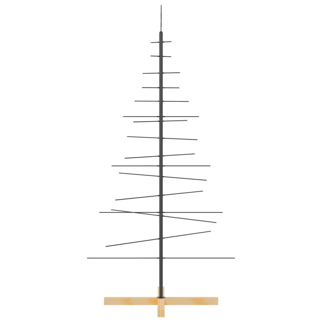 Metal Christmas Tree | Black | Powder-coated steel, solid pine wood