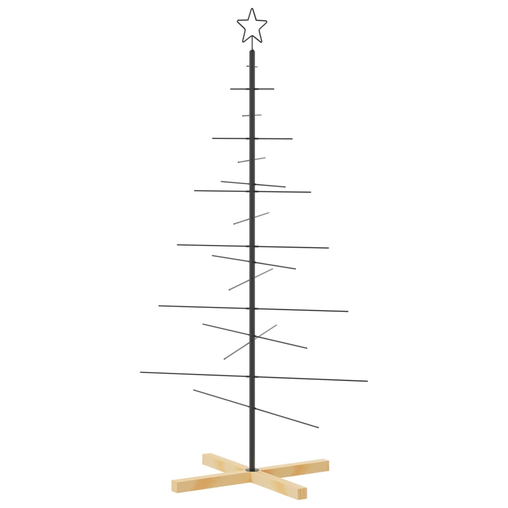 Metal Christmas Tree | Black | Powder-coated steel, solid pine wood
