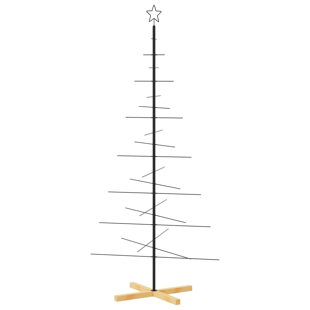 Metal Christmas Tree | Black | Powder-coated steel, solid pine wood