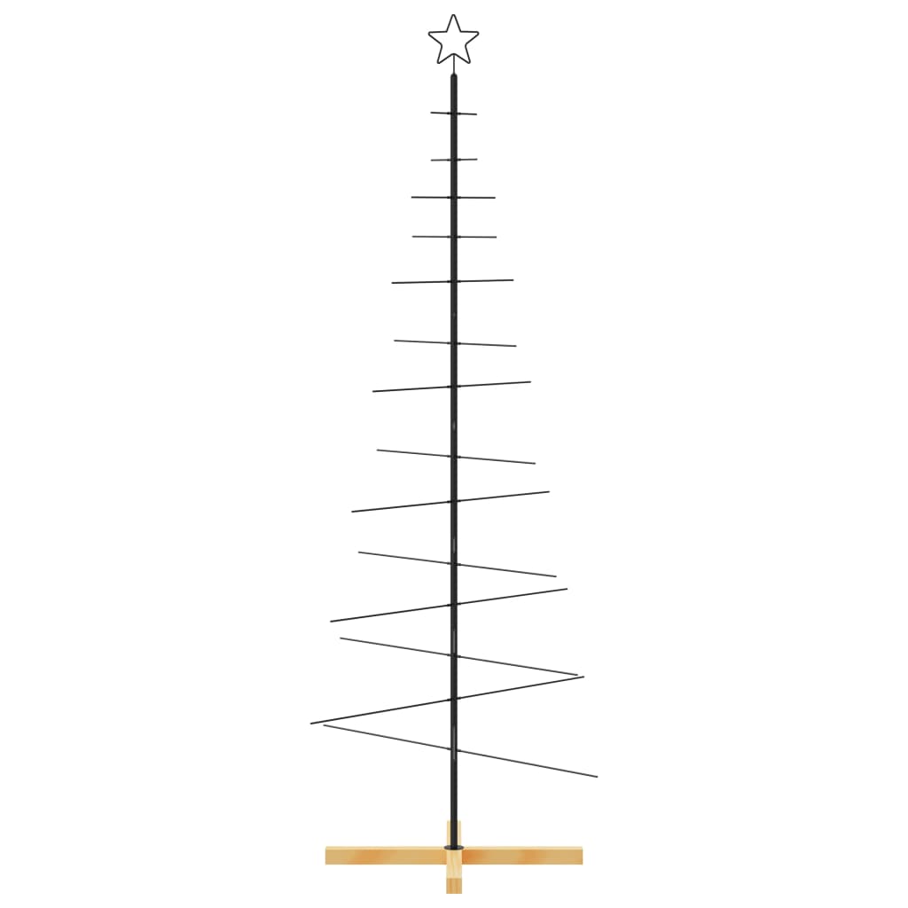 Metal Christmas Tree | Black | Powder-coated steel, solid pine wood