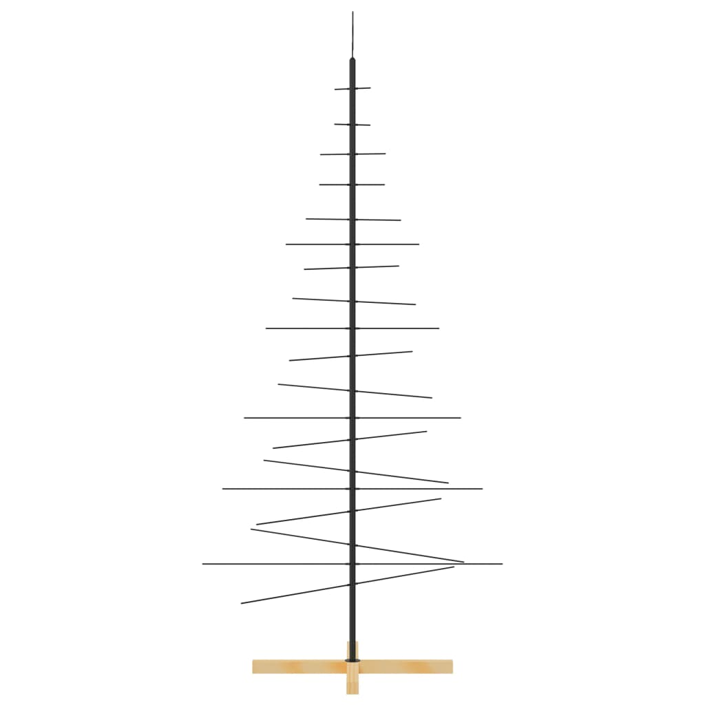 Metal Christmas Tree | Black | Powder-coated steel, solid pine wood