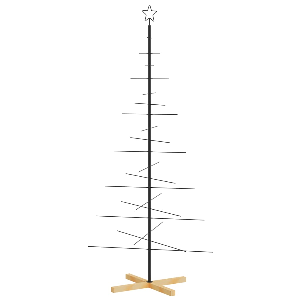 Metal Christmas Tree | Black | Powder-coated steel, solid pine wood