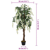 Artificial Wisteria Tree 560 Leaves 80 cm Green and White