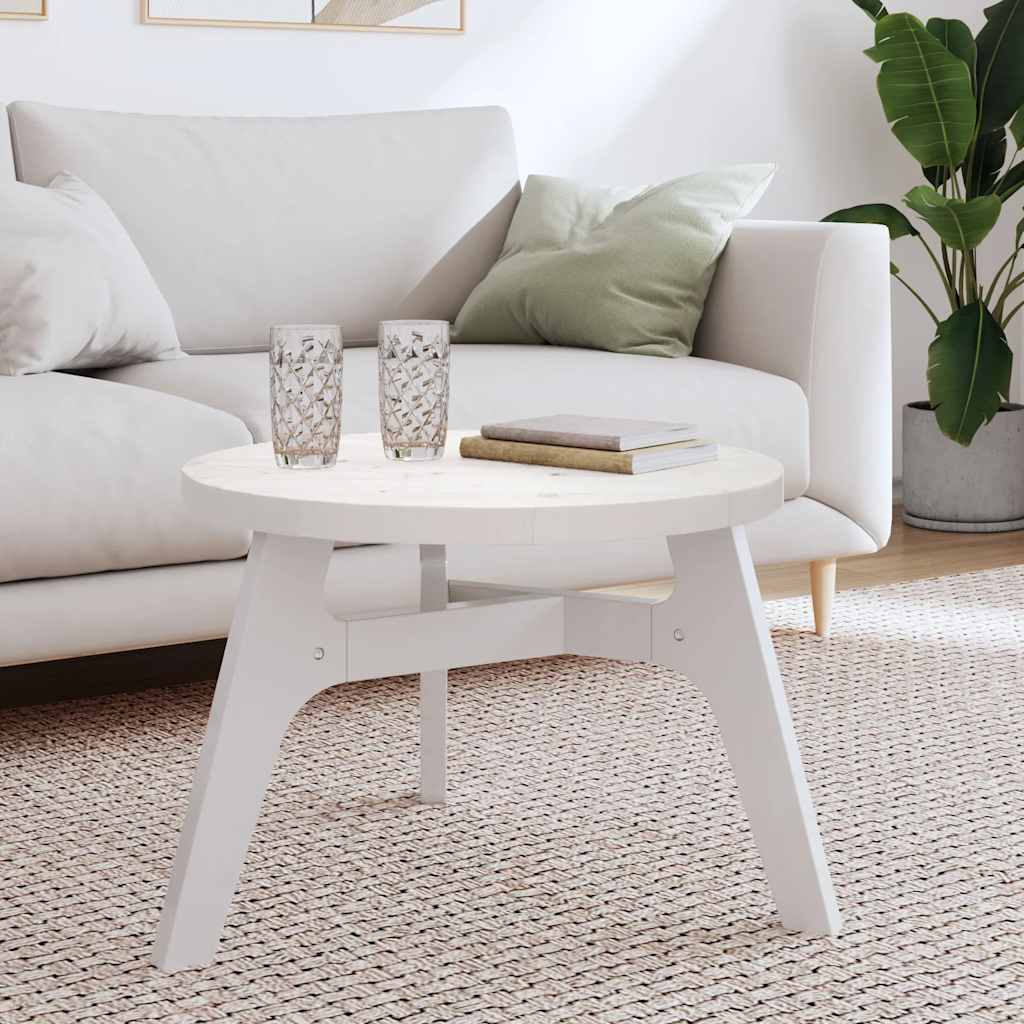 Table Top Round White Ø60x3 cm Solid Wood Pine
