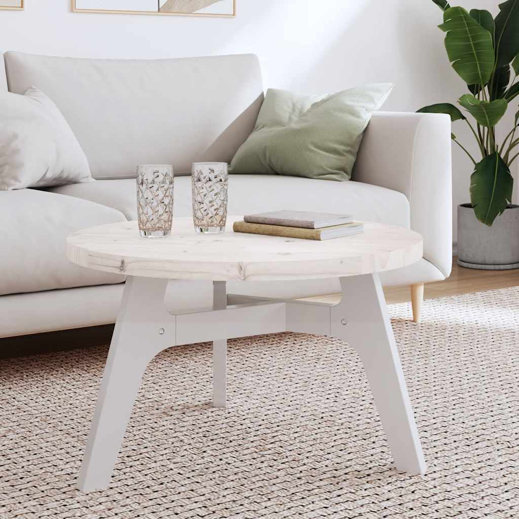 Table Top Round White Ø70x3 cm Solid Wood Pine