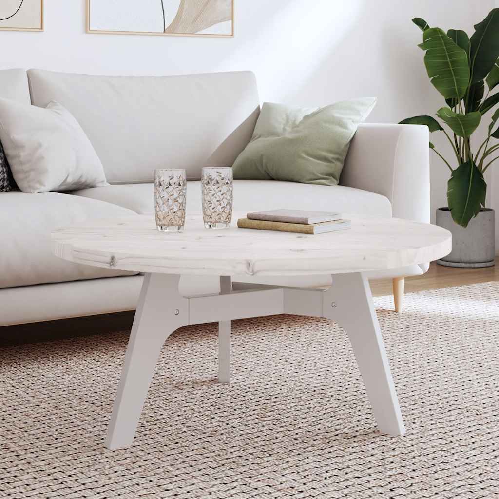 Table Top Round White Ø90x3 cm Solid Wood Pine