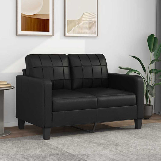 2-seater Sofa Black Faux leather, metal, textilene 2-seater