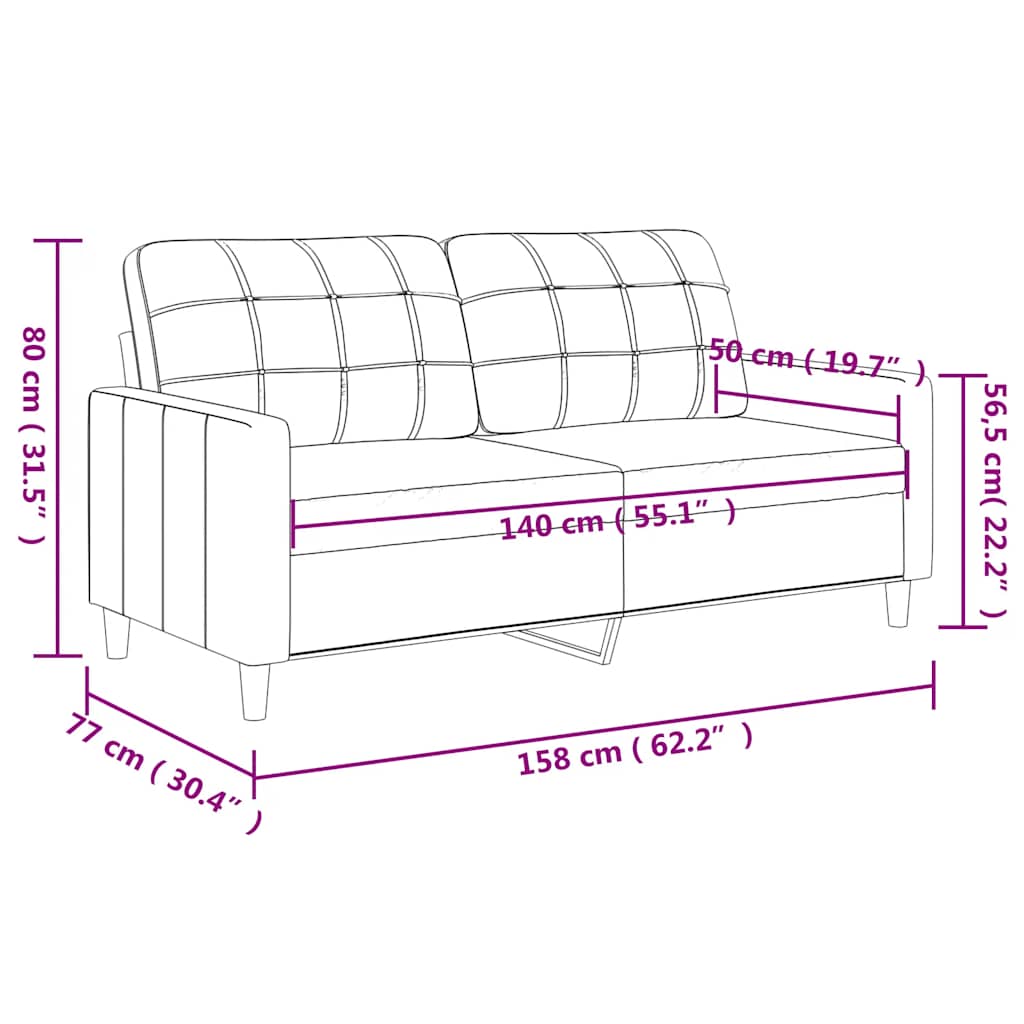 2-seater Sofa Black Faux leather, metal, foam 2-seater Durable