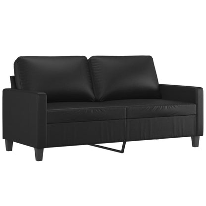 2-seater Sofa Black Faux Leather (75% PVC, 20% Polyester, 5% Cotton)