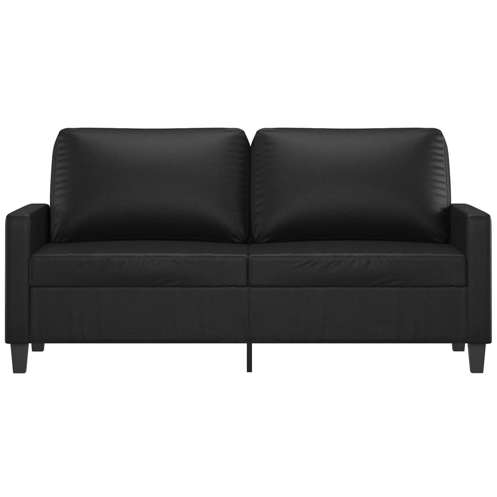 2-seater Sofa Black Faux Leather (75% PVC, 20% Polyester, 5% Cotton)