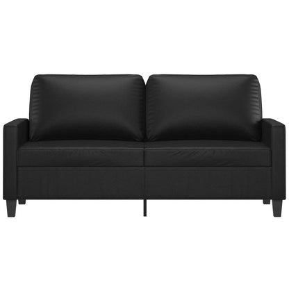 2-seater Sofa Black Faux Leather (75% PVC, 20% Polyester, 5% Cotton)