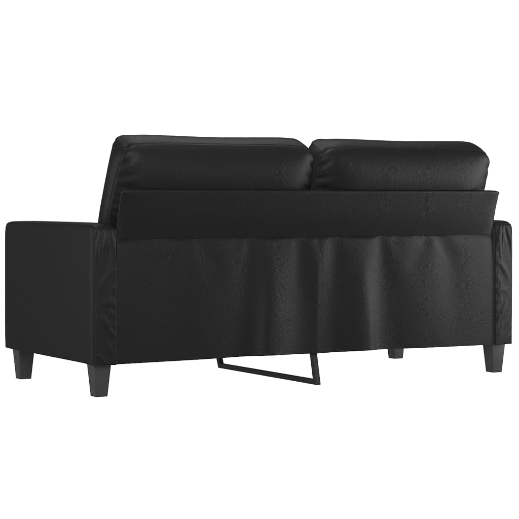 2-seater Sofa Black Faux Leather (75% PVC, 20% Polyester, 5% Cotton)