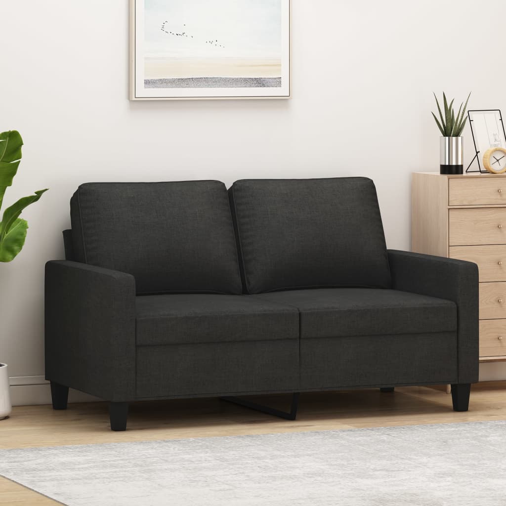 2-seater Sofa Black Fabric (100% polyester), metal frame, textilene