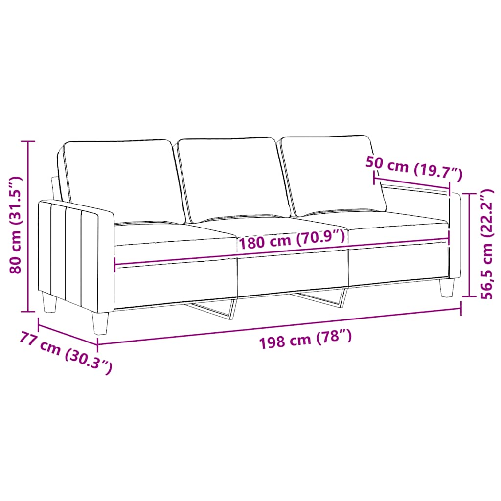 3-Seater Sofa Dark Gray 70.9" Fabric