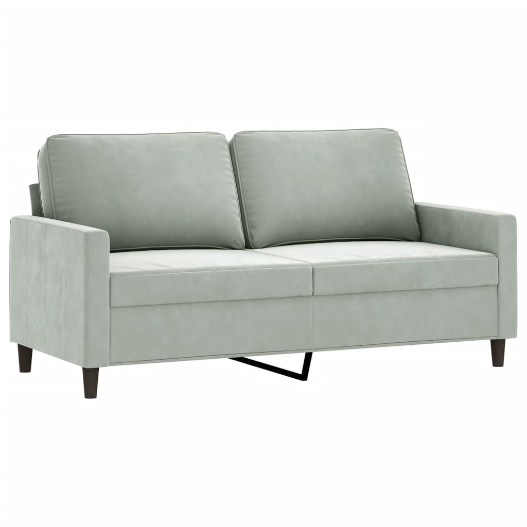 2-seater Sofa Light grey Velvet, Metal, Textilene Medium