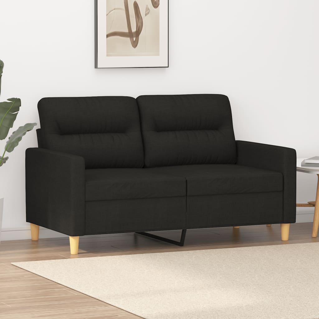 2-seater Sofa Black Fabric (100% polyester), metal, textilene