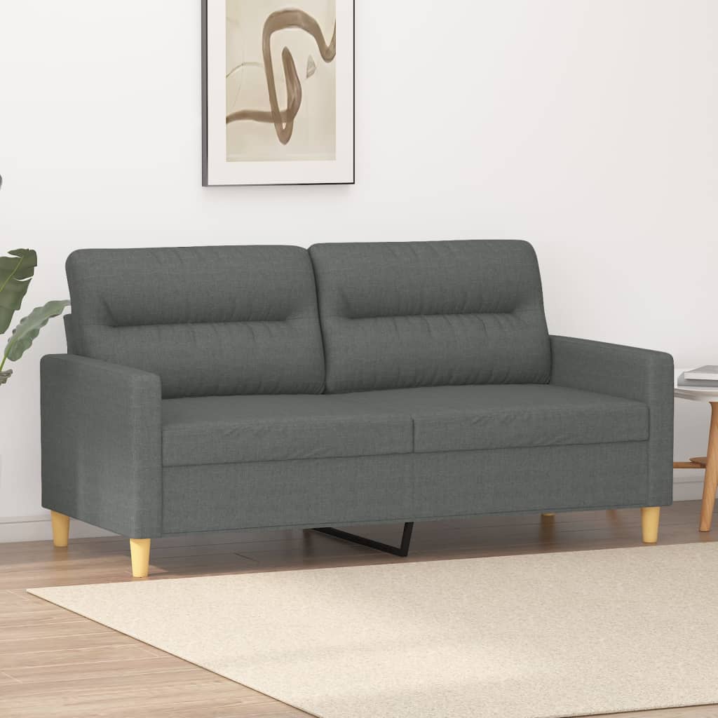 2-Seater Sofa Dark Grey Fabric (100% polyester), metal, textilene