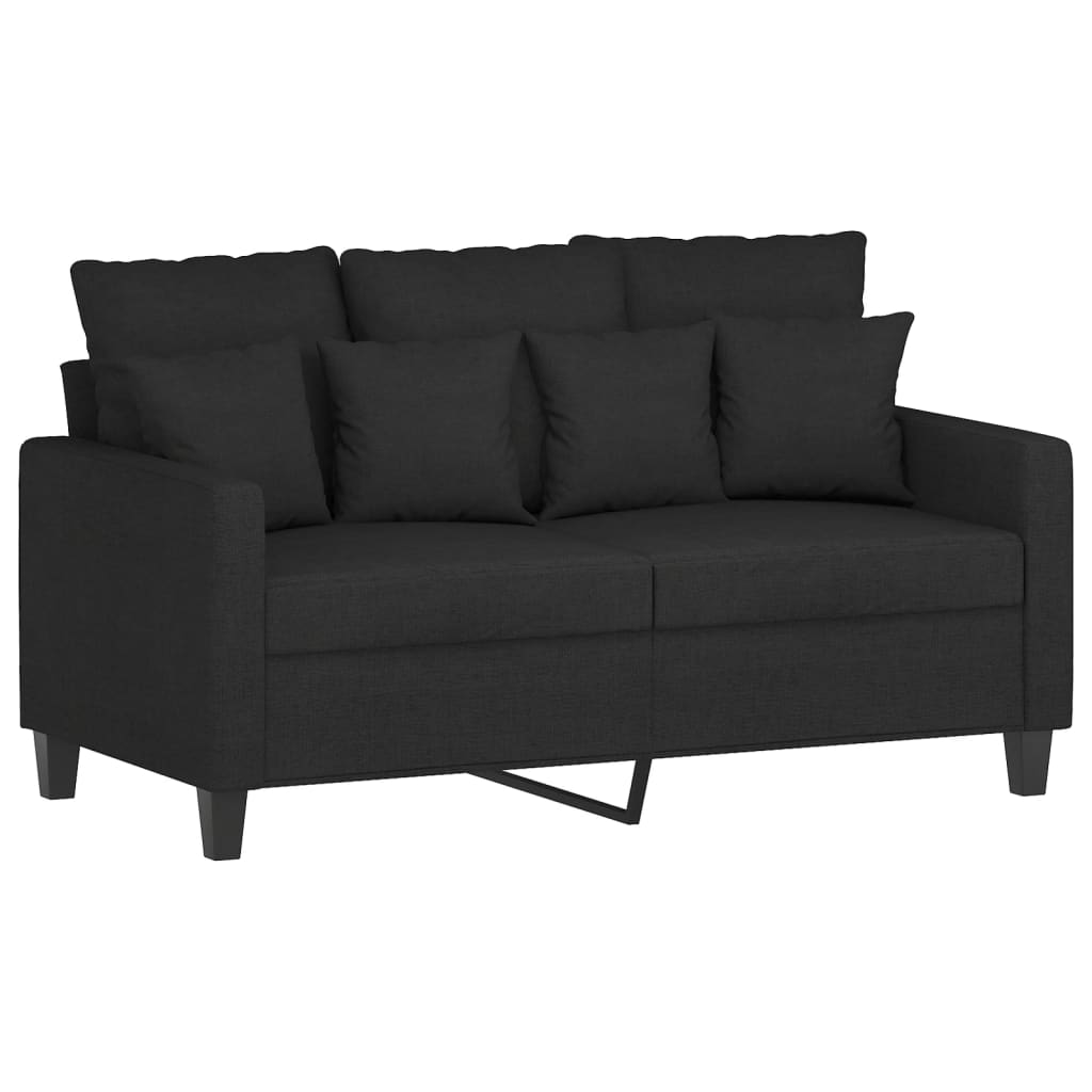 2-Seater Sofa Black Polyester, Metal 2-Seater Rectangular