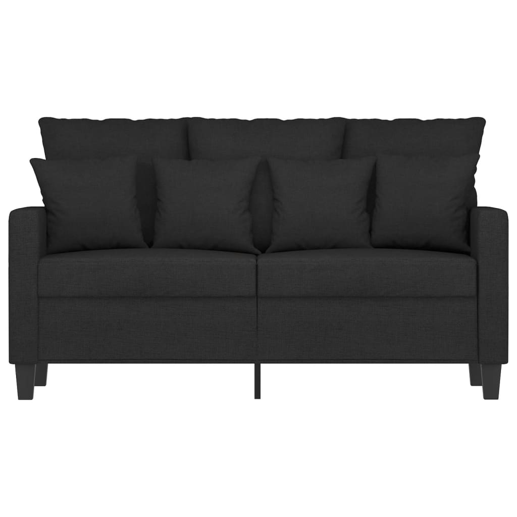 2-Seater Sofa Black Polyester, Metal 2-Seater Rectangular