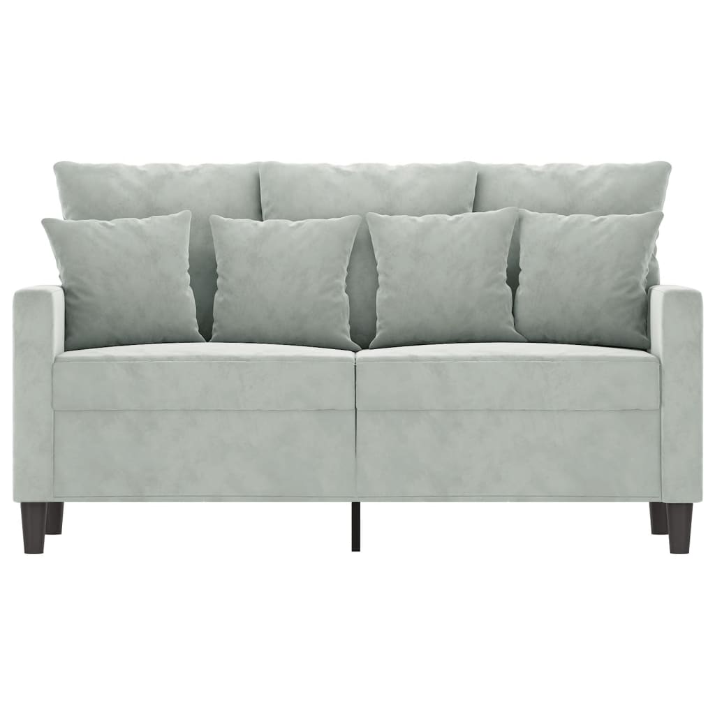 2-seater Sofa Light Grey Velvet (100% polyester), metal, textilene