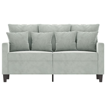 2-seater Sofa Light Grey Velvet (100% polyester), metal, textilene