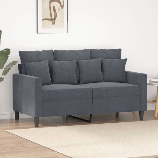 2-seater Sofa Dark grey Velvet (100% polyester), metal, textilene