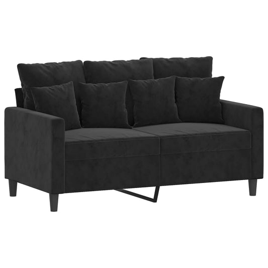 2-seater Sofa Black Velvet (100% polyester), Metal, Textilene