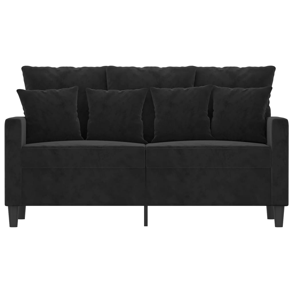 2-seater Sofa Black Velvet (100% polyester), Metal, Textilene