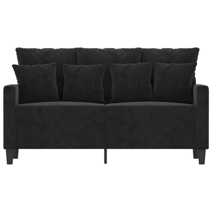 2-seater Sofa Black Velvet (100% polyester), Metal, Textilene