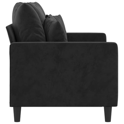 2-seater Sofa Black Velvet (100% polyester), Metal, Textilene