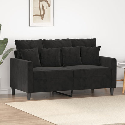 2-seater Sofa Black Velvet (100% polyester), Metal, Textilene
